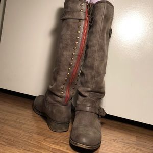 Madden Girl Riding Boot with Red Zipper